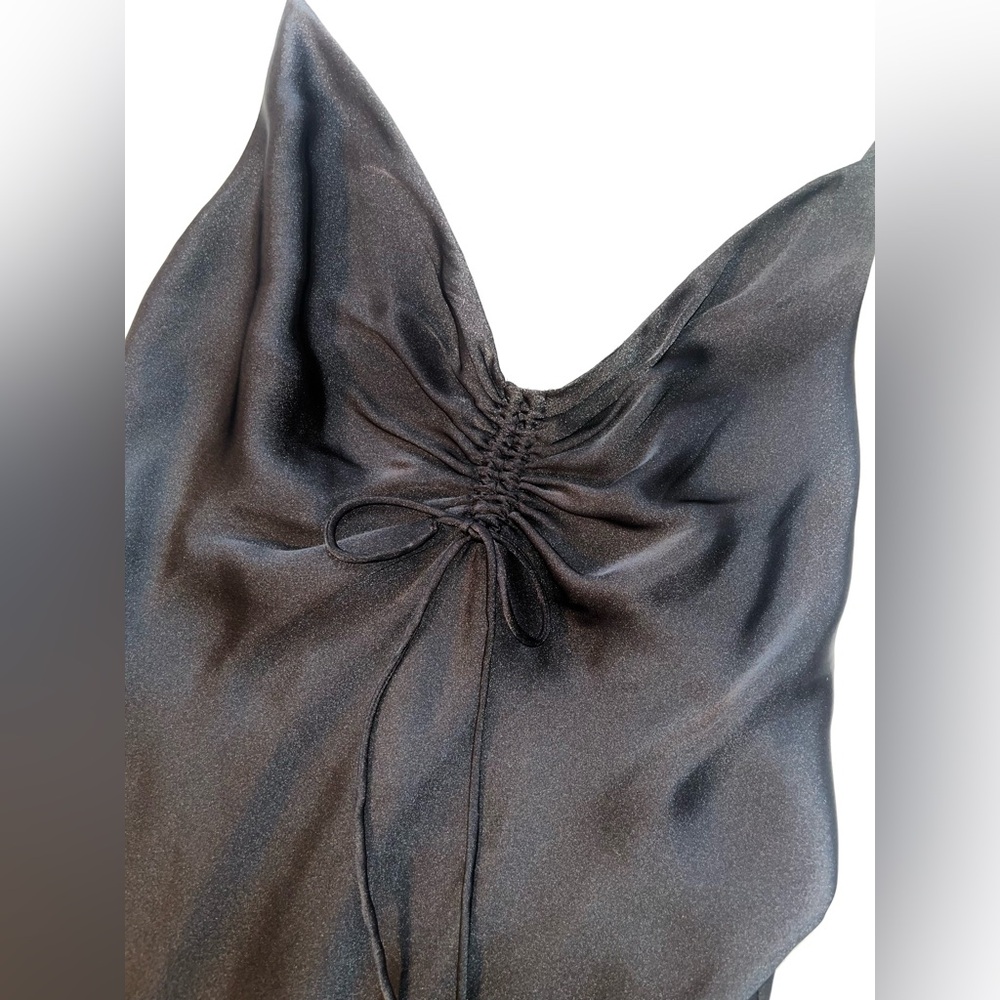 ALL SAINTS Slip Dress Drawstring Black Midi Sz 10 - Picture 6 of 11